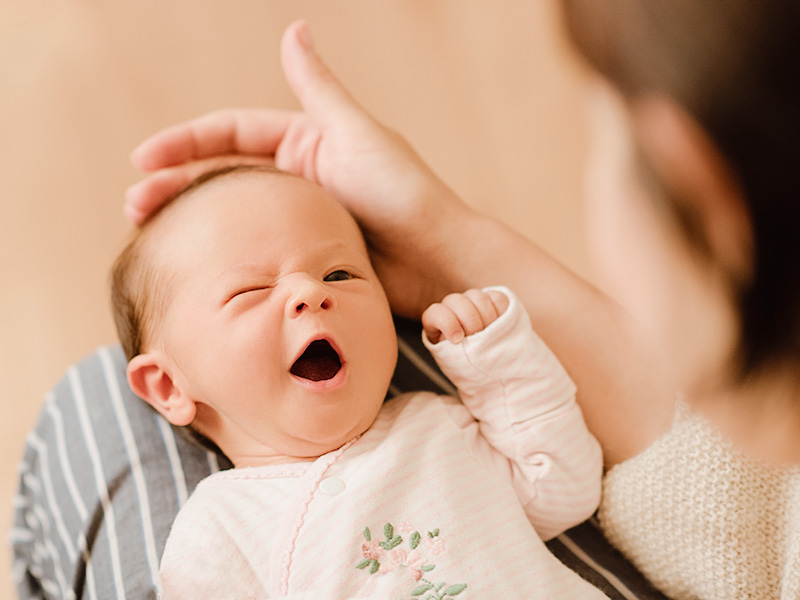 a baby yawning
